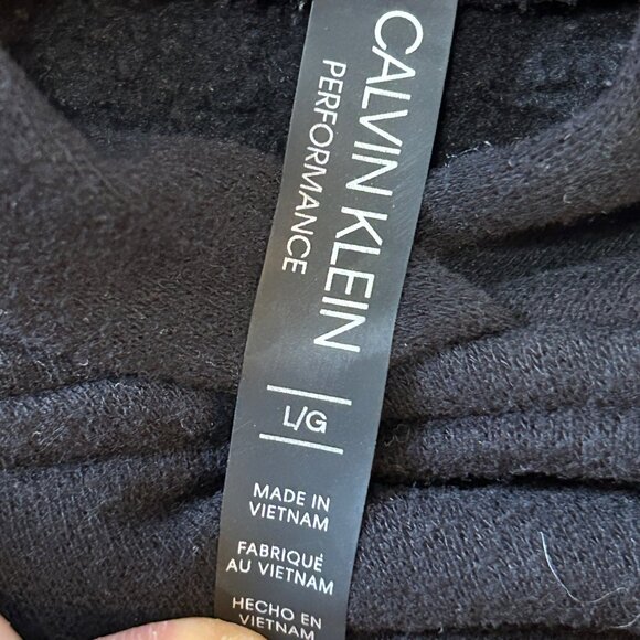 Calvin Klein Cropped Long Sleeve Black Hooded Sweatshirt Woman Large 1550 - Picture 4 of 5